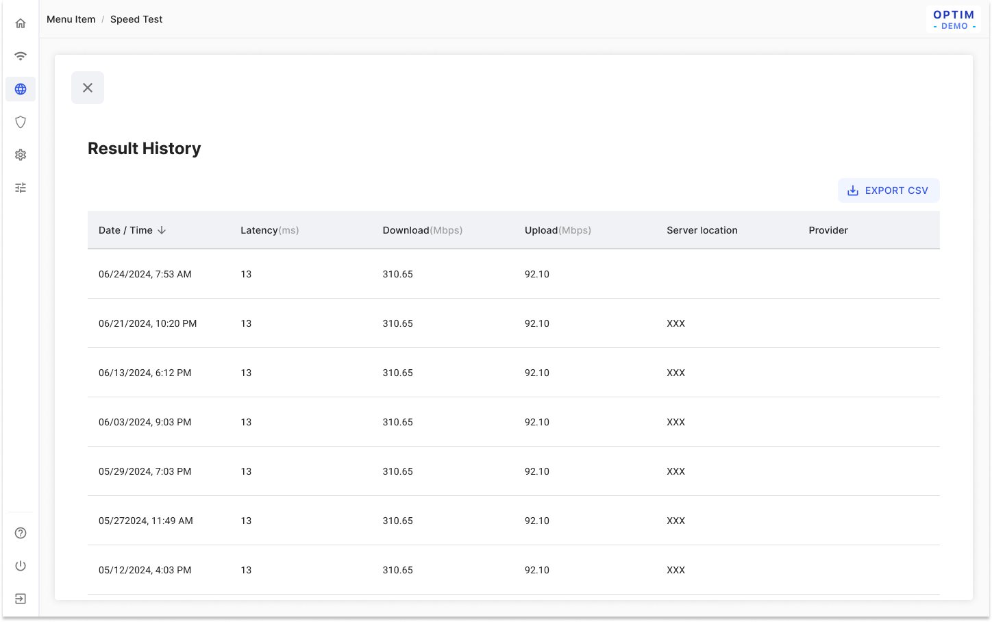 Speed test enhancement (result history)