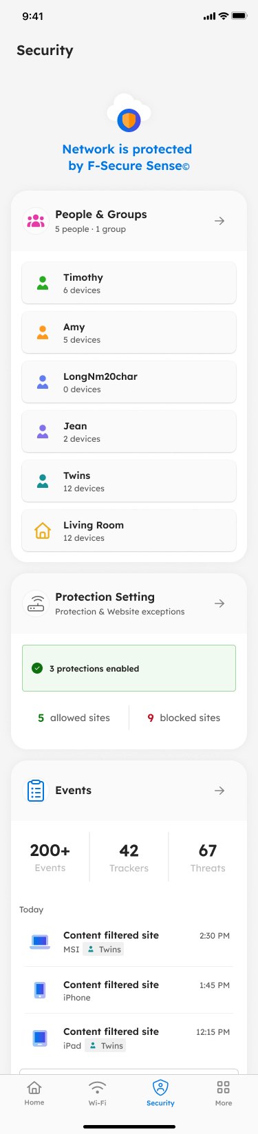 Security — people and groups, protection settings, and events